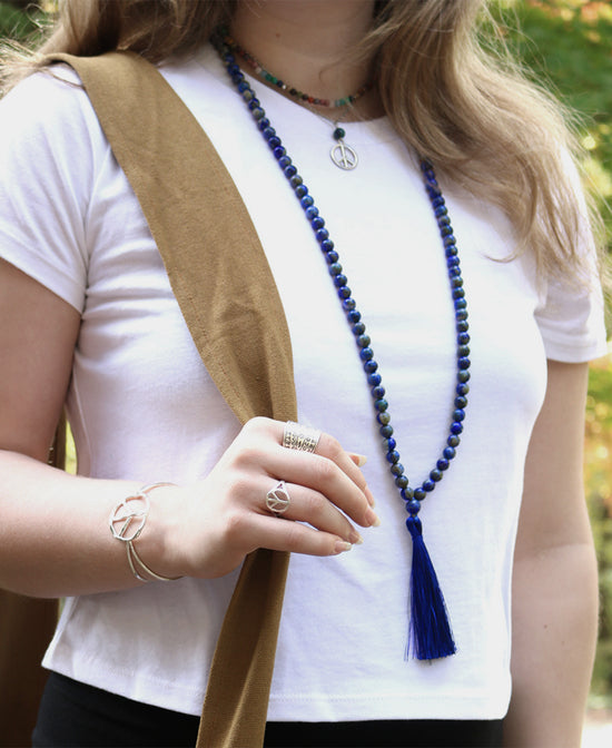 108 Mala Necklace |  Lapis Prayer Beads | Soul Flower