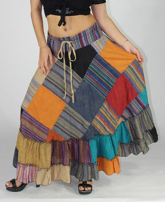 Closeout! Spin & Twirl Patch Maxi Skirt - Patchwork Skirt | Hippie Skirts | Soul Flower