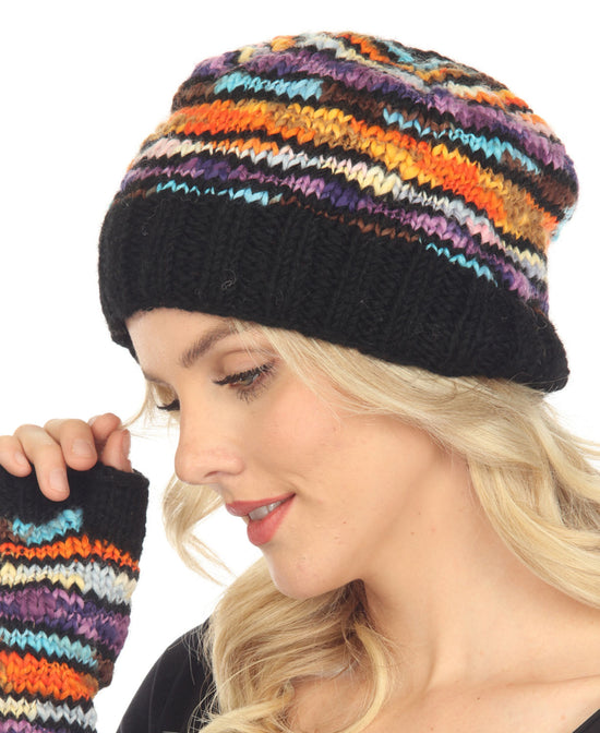 Colorburst Slouchy Beanie - Hand Knit Wool Hats | Hippie Threads | Soul Flower