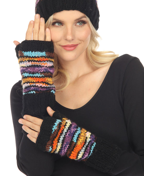 Colorburst Handwarmers - Hand Knit Fingerless Gloves | Boho Winter Accessories