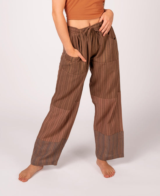 Patchwork Pants - Brown - Brown Patchwork Pants | Mens Hippie Pants | Soul Flower Women