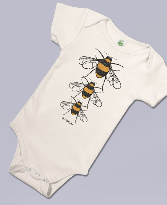 Closeout! Bee Yourself Organic Baby Bodysuit - Bee Yourself Onesie | Save The Bees Clothing | Soul Flower