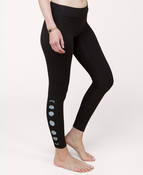 Closeout! Lunar Phases Organic Cotton Leggings - Moon Phase Leggings | Lunar Leggings | Soul Flower Women