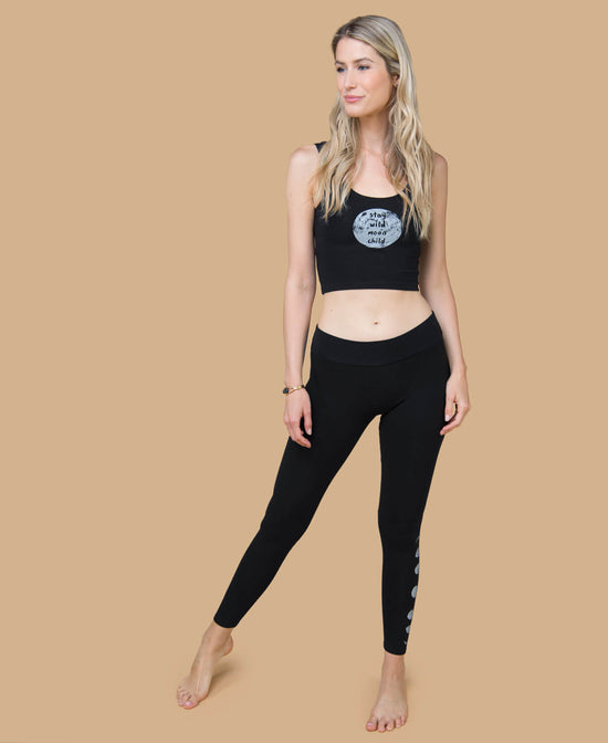 Closeout! Lunar Phases Organic Cotton Leggings - Moon Phase Leggings | Lunar Leggings | Soul Flower Women
