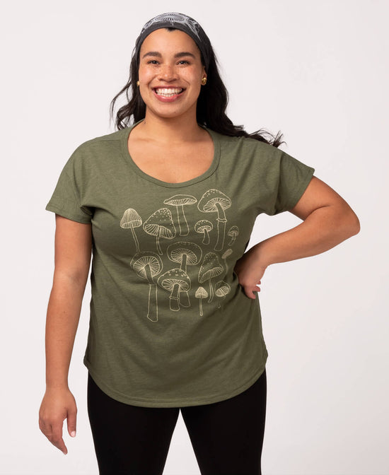 Mushrooms Slouch Top - Mushroom Off the Shoulder Tee | Soul Flower Women