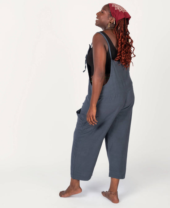 Hemp Viscose Slouchy Overalls - Midnight - Charcoal Slouchy Overalls | Summer Romper | Soul Flower