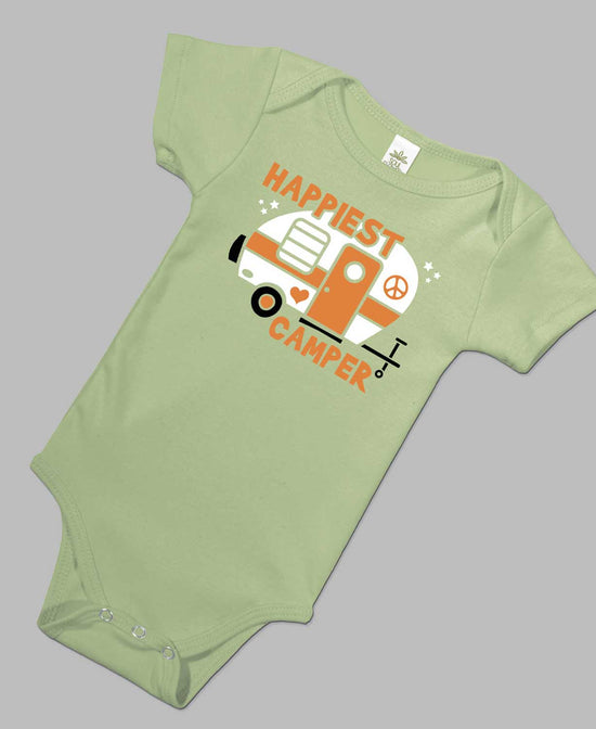 Closeout! Happiest Camper Organic Baby Bodysuit - Happy Camper Baby Onesie | Happiest Camper | Soul Flower