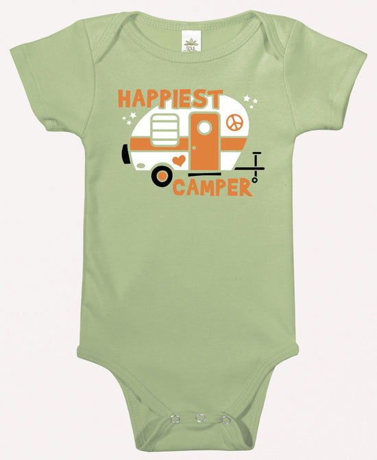 Closeout! Happiest Camper Organic Baby Bodysuit - Happy Camper Baby Onesie | Happiest Camper | Soul Flower