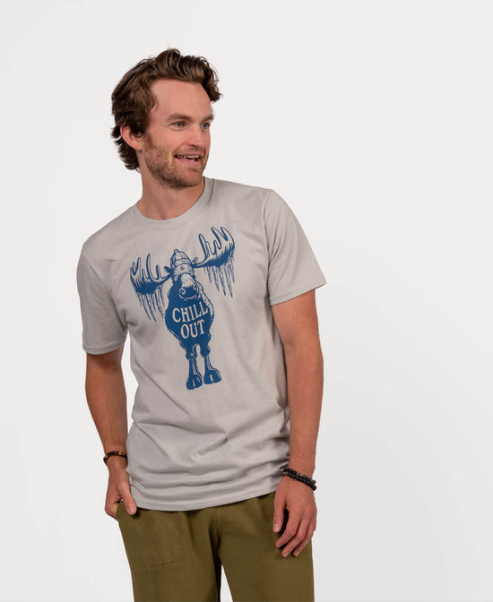 Closeout! Chill Out Moose Organic T-Shirt - Unisex - Chill Out Moose T-Shirt | Cool Moose Tee | Soul Flower Men
