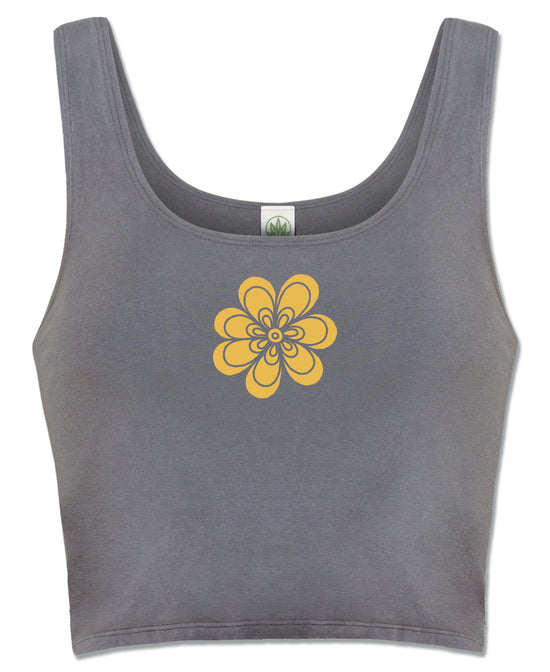 Closeout! Flower Daydream Organic Cropped Tank Top - Retro Flower Tank | Cropped Top | Soul Flower Hippie