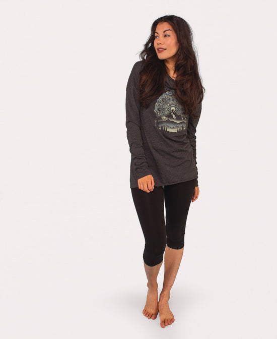 Summit Solstice Mandala Cowl Yoga Hoody - Mandala Hoody | Yoga Hoody with Mandala | Soul Flower Women