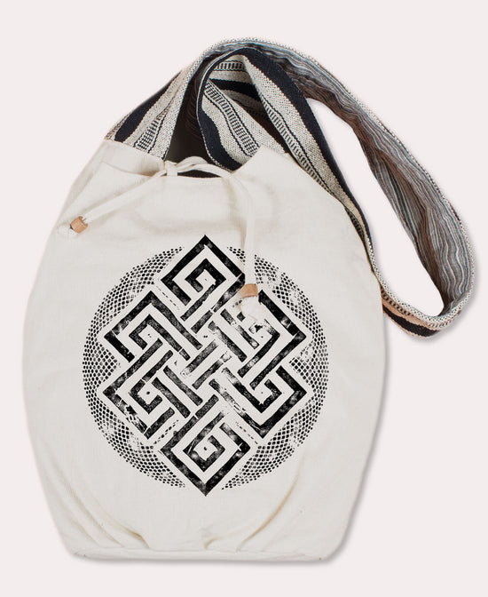 Celtic Knot Boho Bag - Natural - Celtic Purse | Celtic Knot Tote | Soul Flower