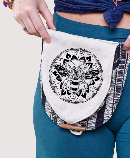Bee Mandala Hip Bag - Natural - Bee Hip Bag | Bee Lover Bags | Soul Flower