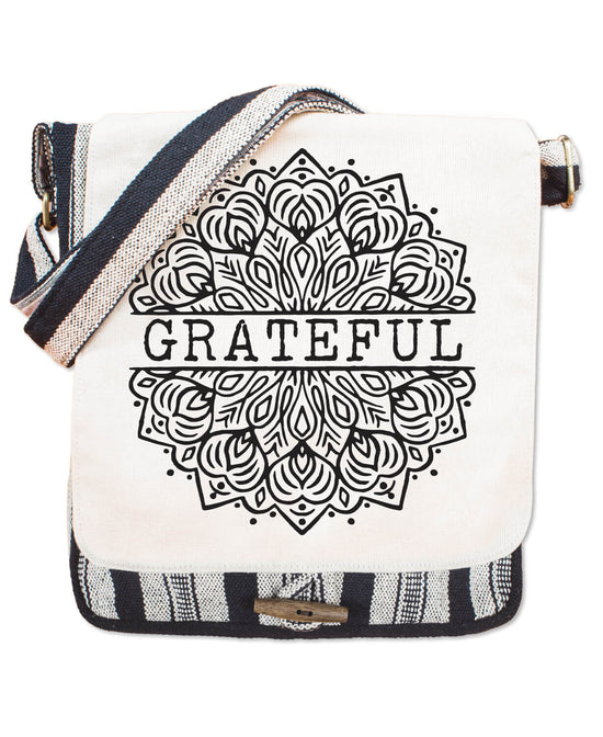 Grateful Messenger Bag - Boho Grateful Canvas Bag | Adjustable Crossbody Tote | Soul Flower
