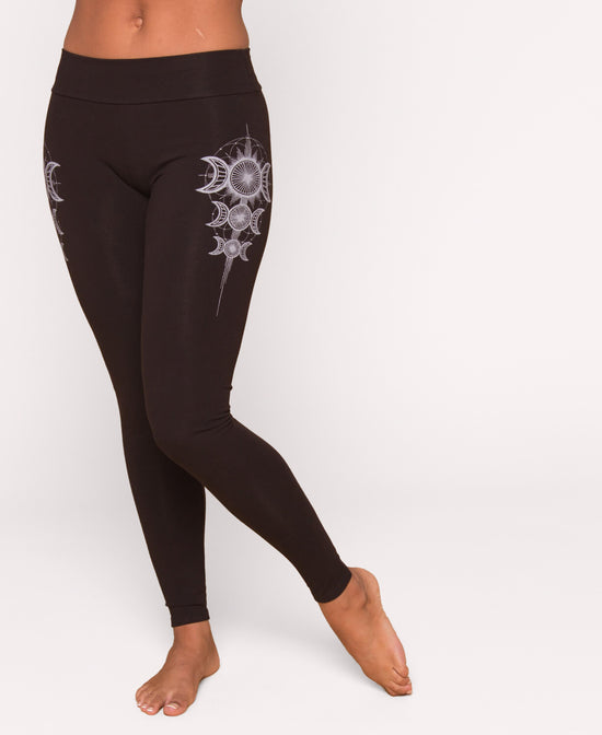 Moon Goddess Organic Cotton Leggings - Moon Leggings | Tribal Print Leggings | Soul Flower Women