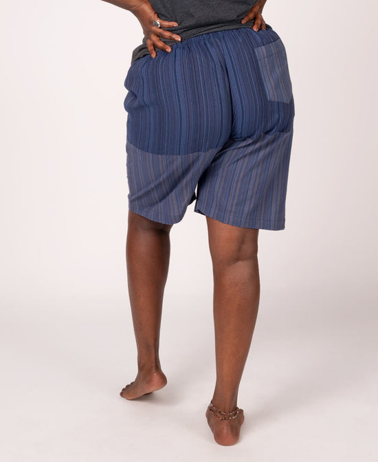 Final Sale! Patchwork Shorts - Blue - Blue Patchwork Shorts | Hippie Shorts for Men | Soul Flower Women