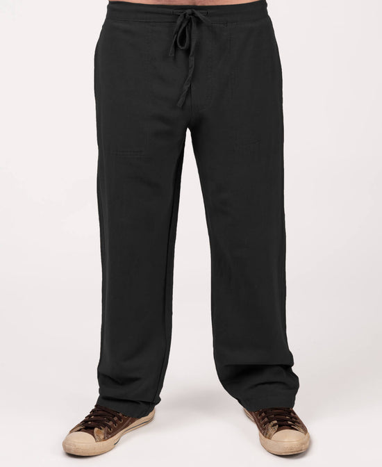 Hemp Yoga Pants - Black - Mens Hemp Yoga Pants | Charcoal Hemp Pants | Soul Flower Men