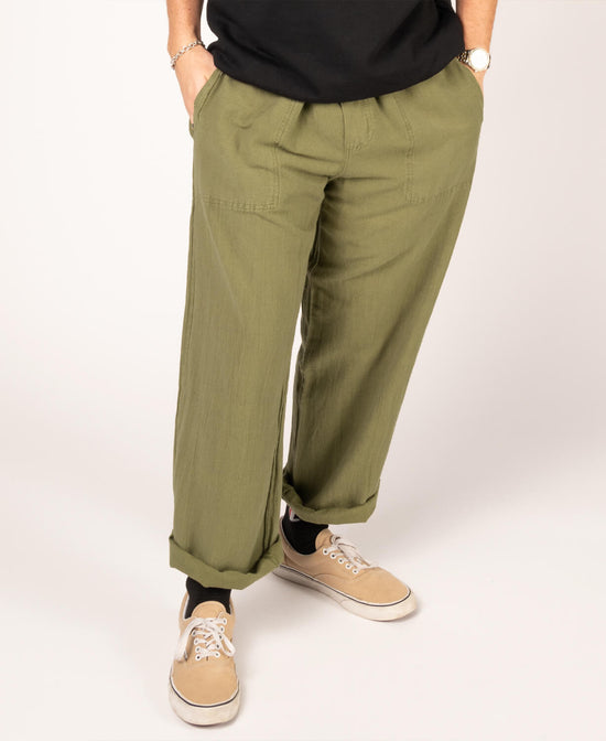 Hemp Yoga Pants - Moss - Olive Hemp Yoga Pants | Mens Hippie Pants | Soul Flower Men