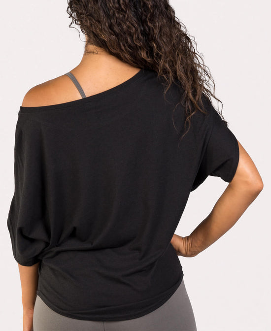 Black Bamboo Dolman Top - Black Slouch Top | Off the Shoulder Top | Soul Flower