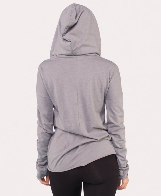 Closeout! The Resistance Cowl Neck Hoody - Eco Gray - Gray Cowl Neck Hoodie Womens | Yoga Hoody | Soul Flower Women