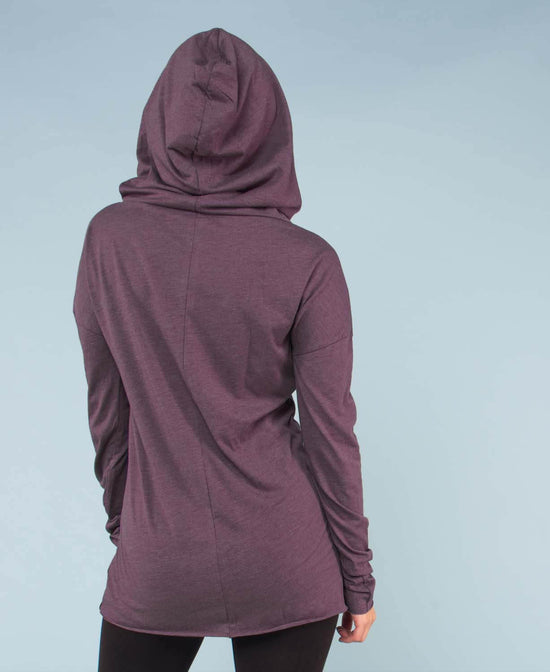 Closeout! The Resistance Cowl Neck Hoody - Eco Plum - Purple Cowl Neck Hoodie Womens | Yoga Hoody | Soul Flower Women