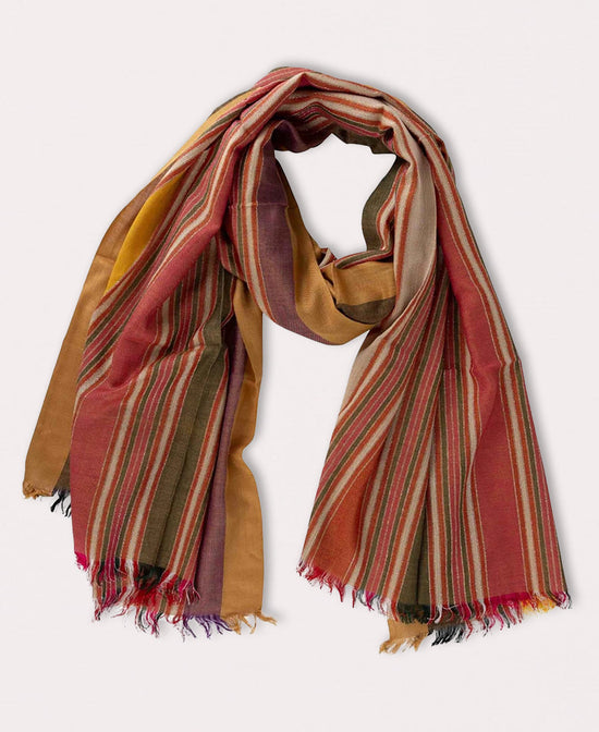 Harvest Striped Boho Scarf - Stripe Boho Scarf | Scarf with Fall Colors | Soul Flower