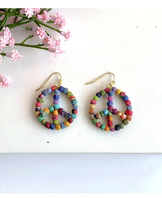 Beaded Peace Earrings - Bead Peace Earrrings | Retro Peace Earrings | Soul Flower